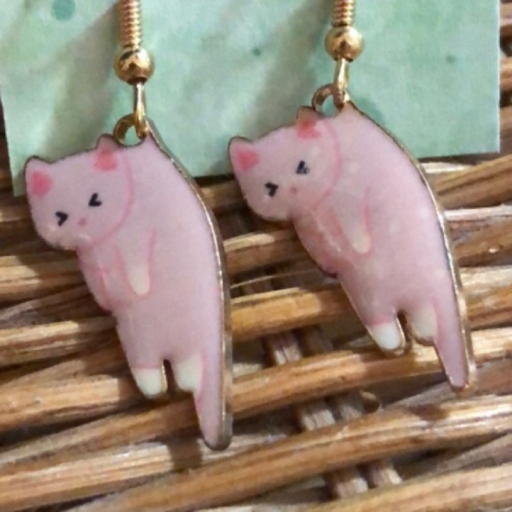 Cute Pink Cat Earrings